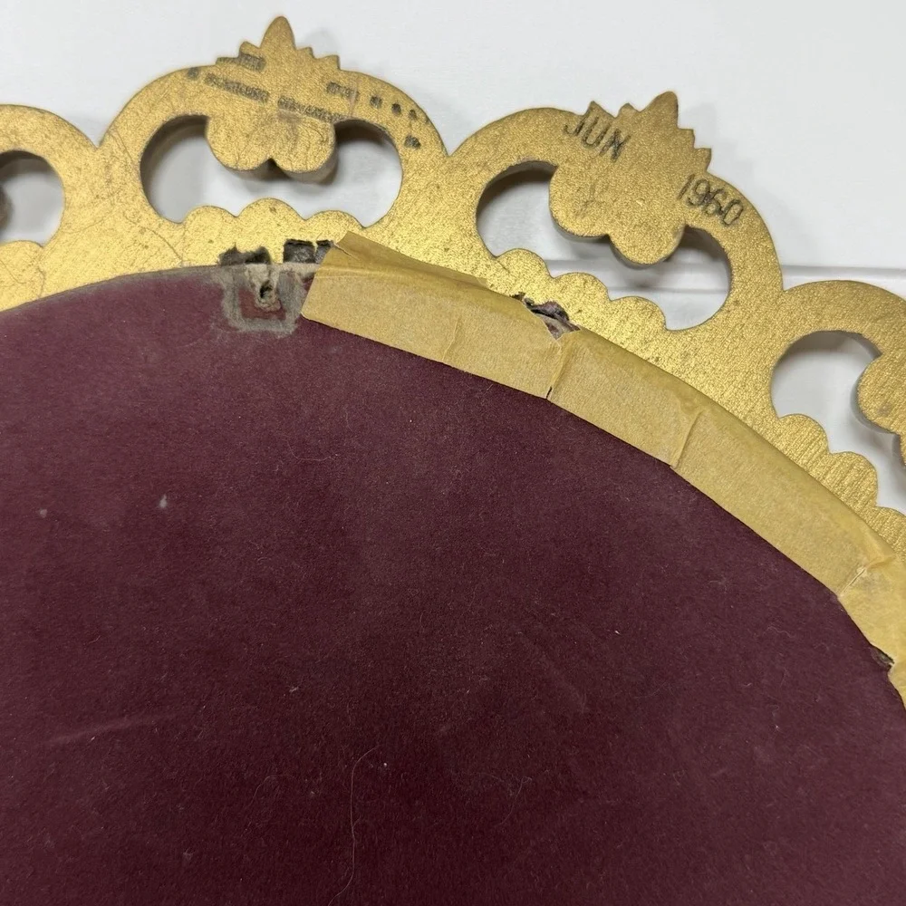Vintage Roco 1960s Mirror Hollywood Regency Mcm Gold Frame Ornate Oval